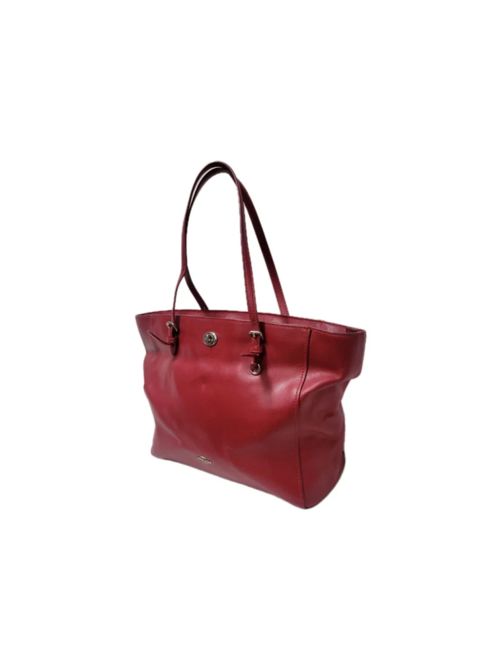 Coach Women's Leather Turnlock Red Tote Shoulder Double-Handle Bag Purse Pre-own
